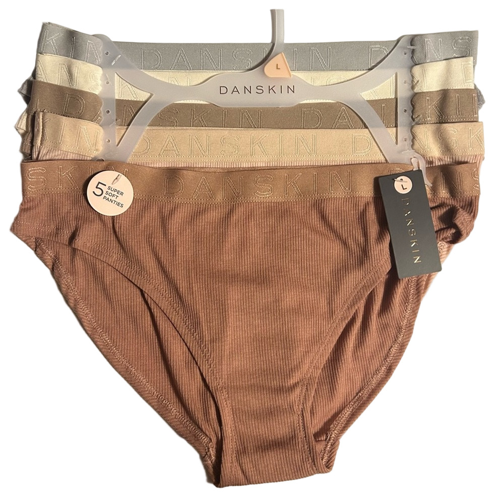 Danskin Women's Ribbed Super Soft Panties Multi-Color 5 Pack Size Large